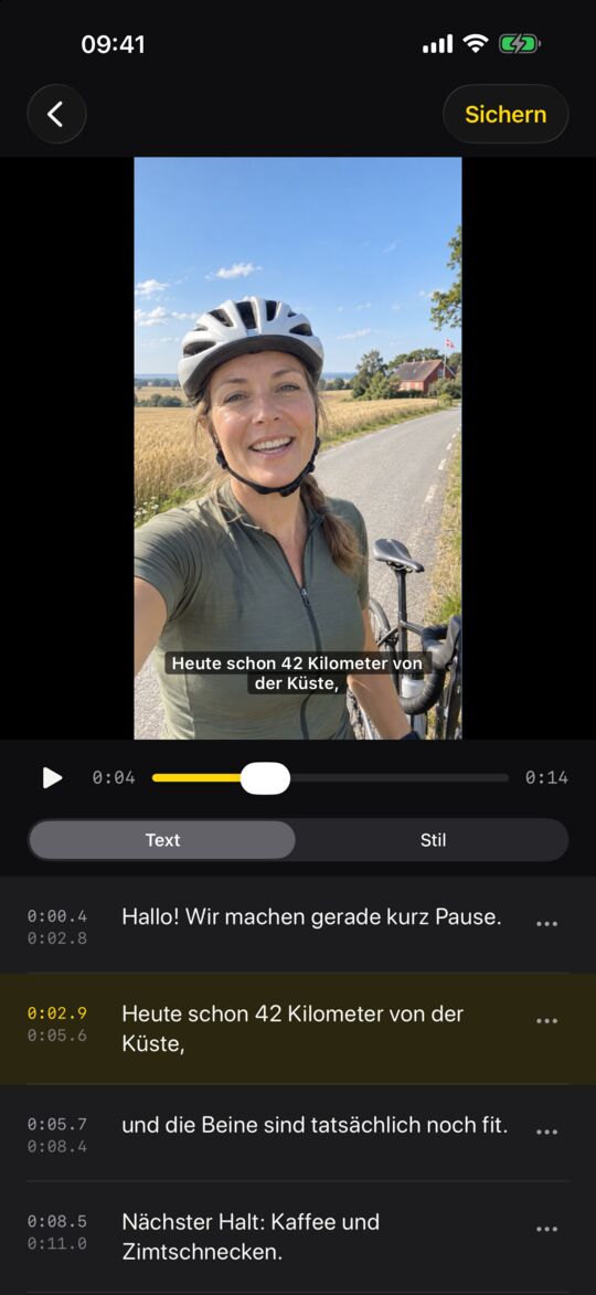 Wörter und Zeiten beim Anschauen korrigieren