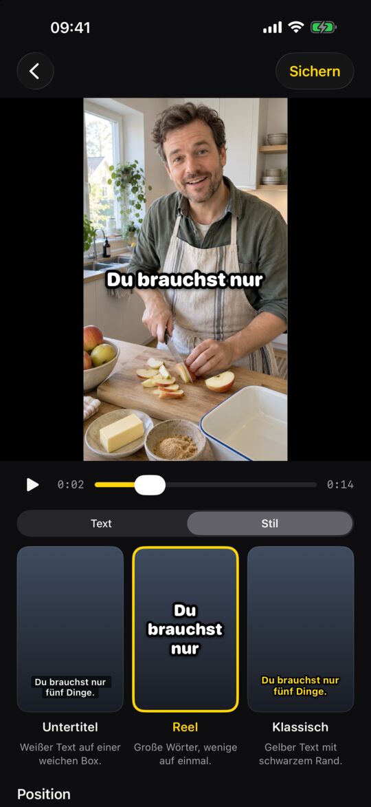 Einen von drei Stilen wählen