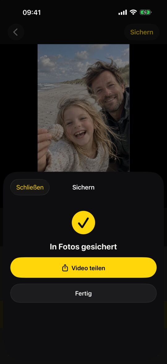 In Fotos gesichert, mit eingebrannten Untertiteln