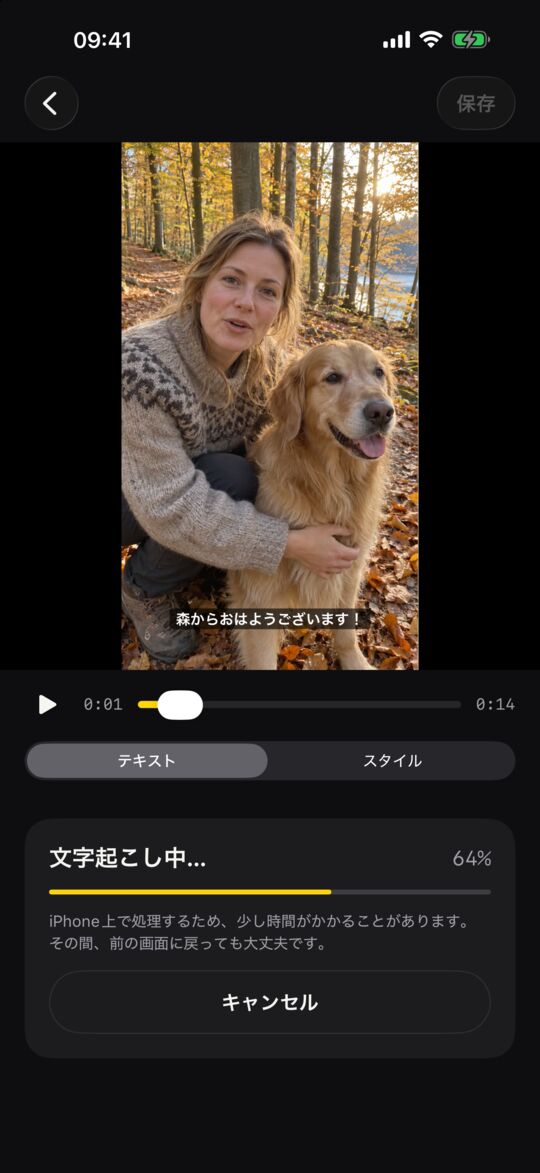話し声はiPhone上で文字起こし